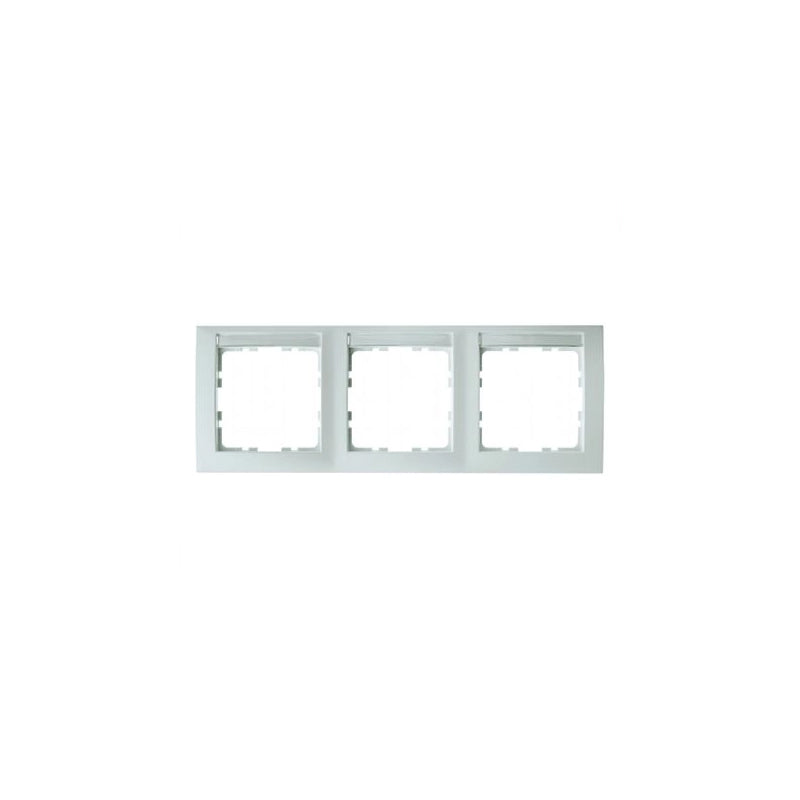 Berker S.1 triple frame with labeling field, horizontal, polar white glossy