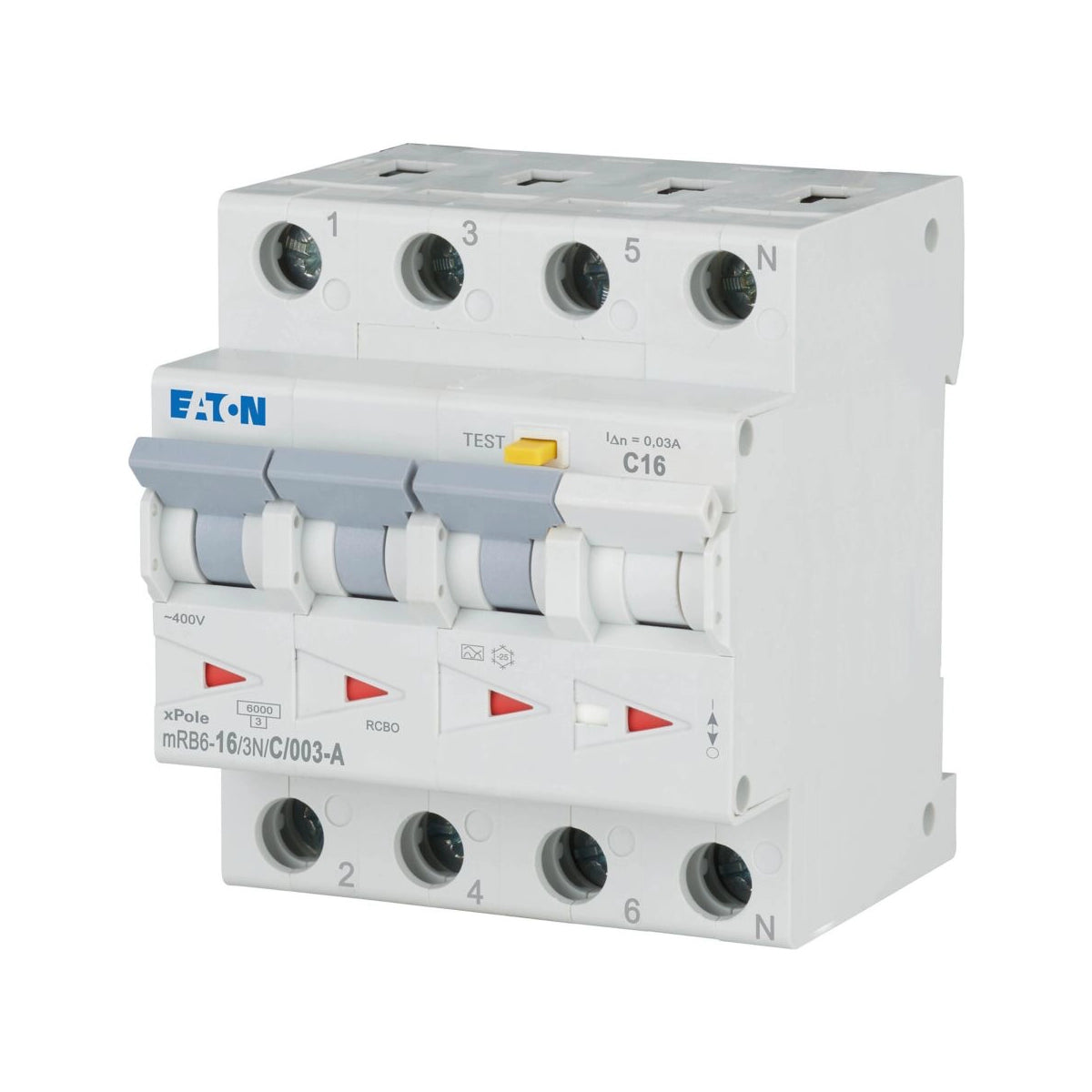 Eaton FI-LS-Schalter, Kennlinie C, 3+N, 16A, 30mA (mRB6-16/3N/C/003-A) - 120660