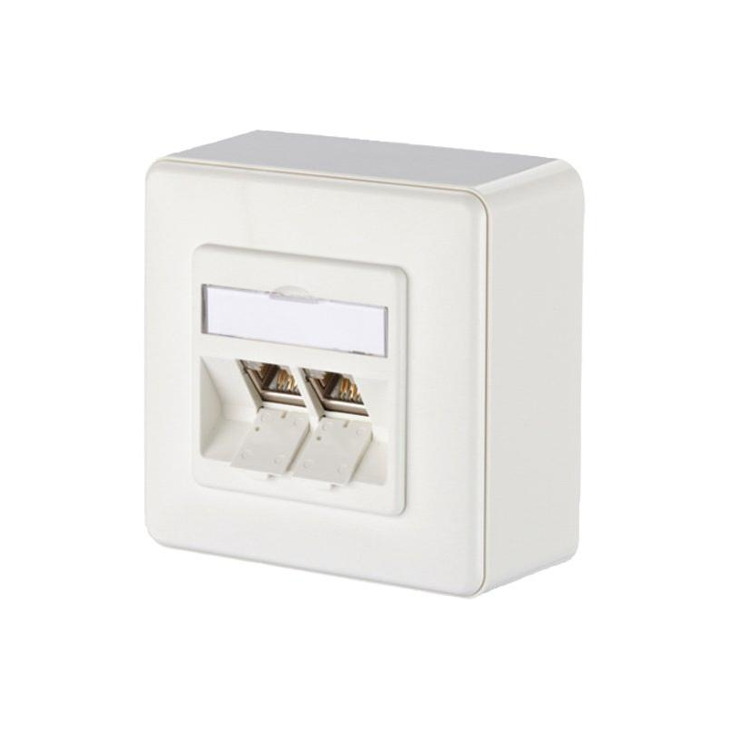 METZ Datendose E-DAT modul 2 Port AP Cat.6A reinweiß