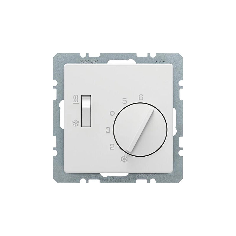 Berker Q.1/Q.3/Q.7 Temperaturregler, Wechsler, mit Schalter Heizen/Kühlen, polarweiß samt