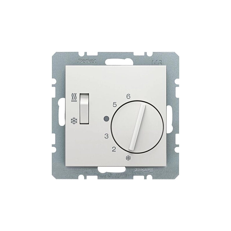 Berker S.1/B.3/B.7 Temperaturregler Wechsler mit Schalter Heizen/Kühlen, polarweiß gänzend