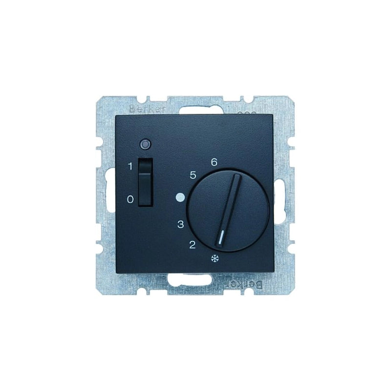 Berker S.1/B.3/B.7 Temperaturregler, Öffner, mit Zentralstück und Wippenschalter, anthrazit matt