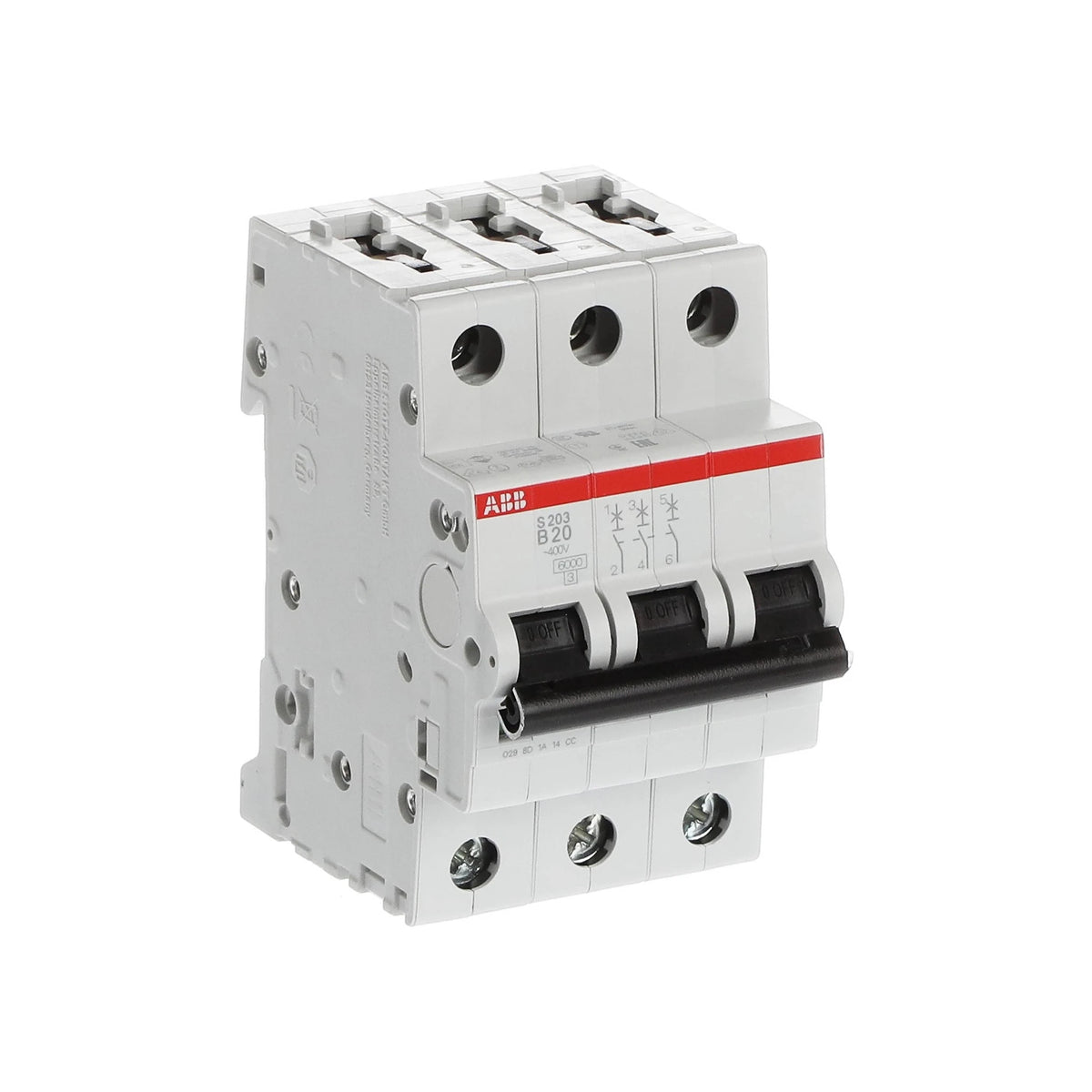 ABB Sicherungsautomat S200, 3-polig, 20A, B, 6kA - S203-B20