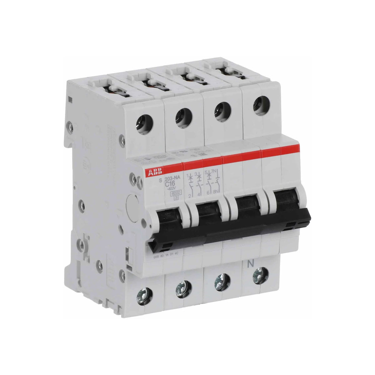 ABB Sicherungsautomat S200, 3+N, 16A, C, 6kA - S203-C16NA