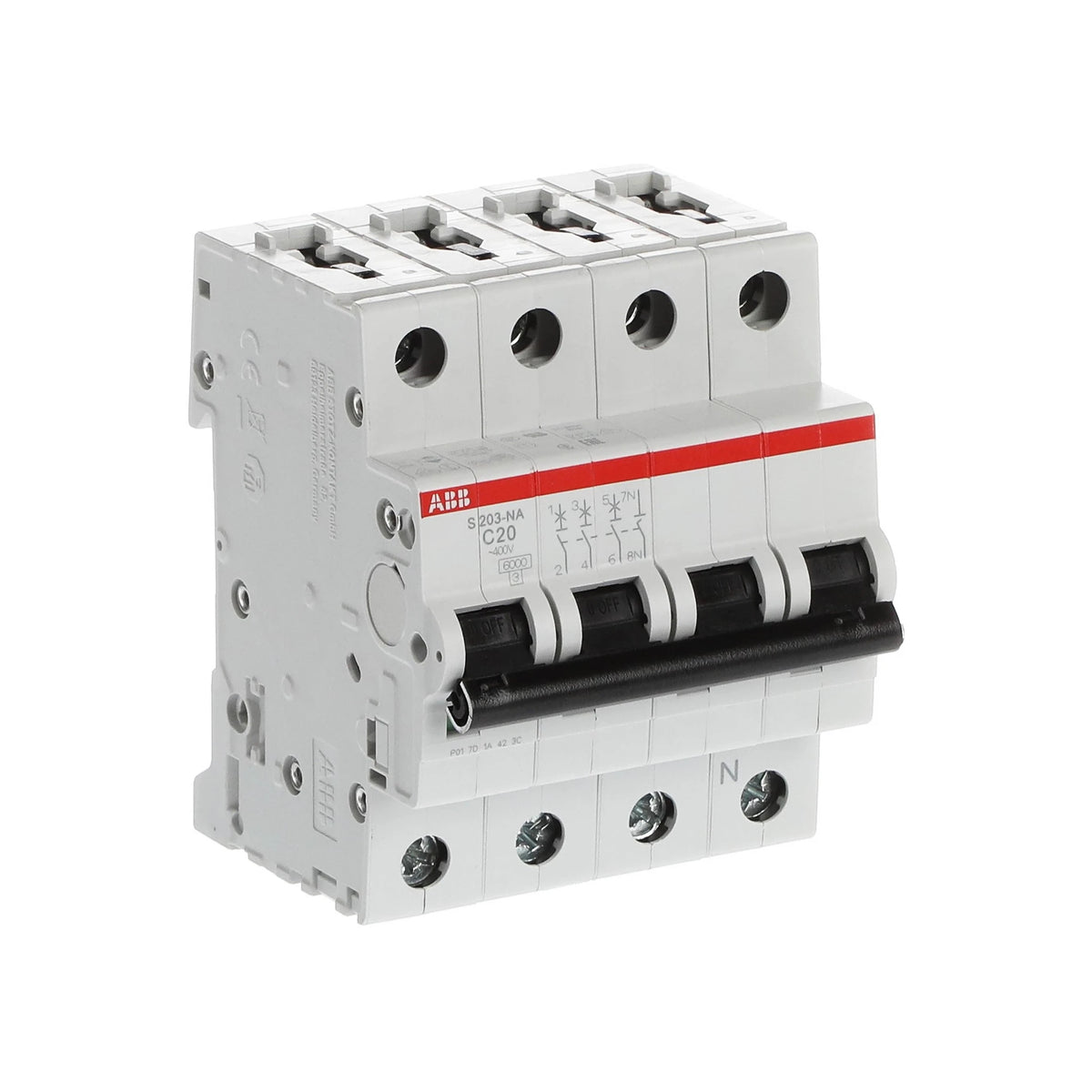 ABB Sicherungsautomat S200, 3+N, 20A, C, 6kA - S203-C20NA