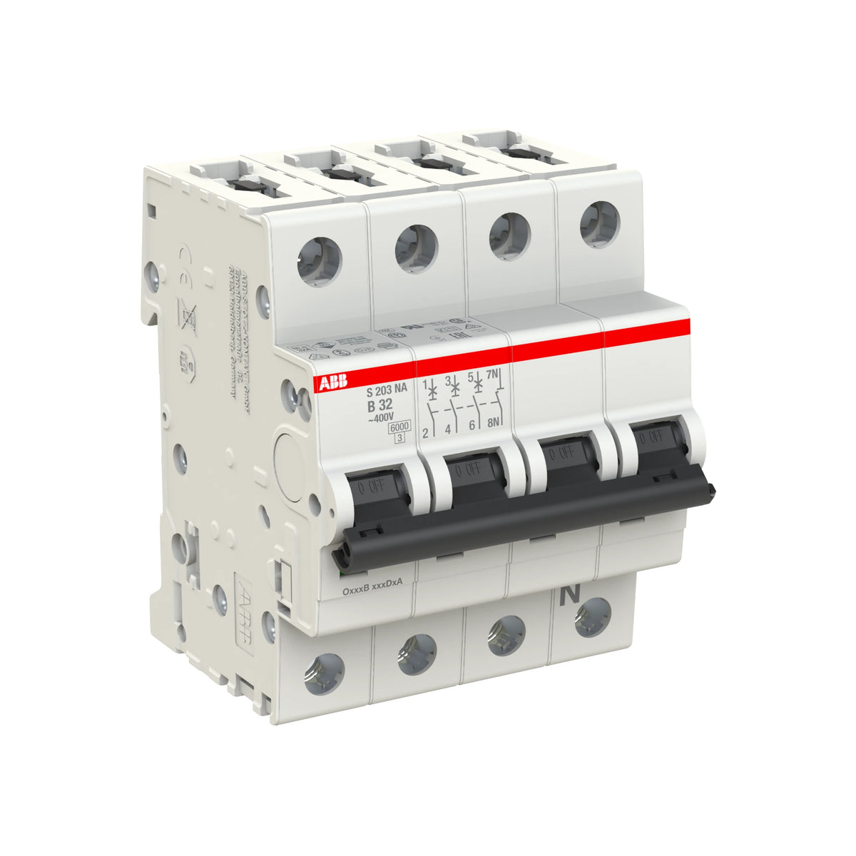 ABB Sicherungsautomat S200, 3+N, 32A, B, 6kA - S203-B32NA
