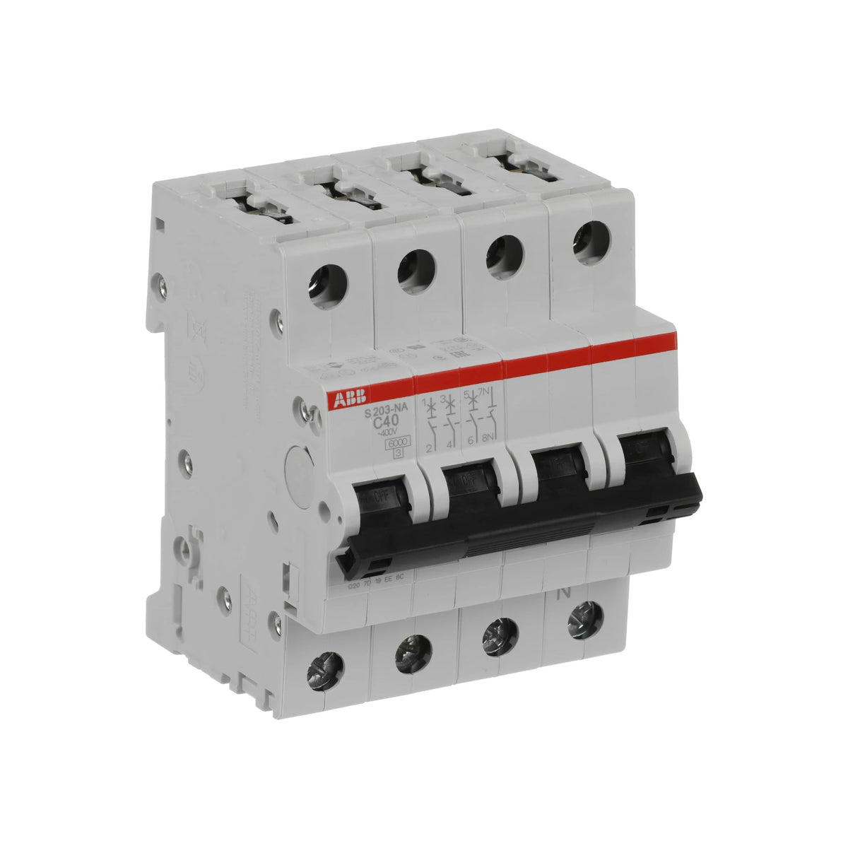 ABB Sicherungsautomat S200, 3+N, 40A, C, 6kA - S203-C40NA