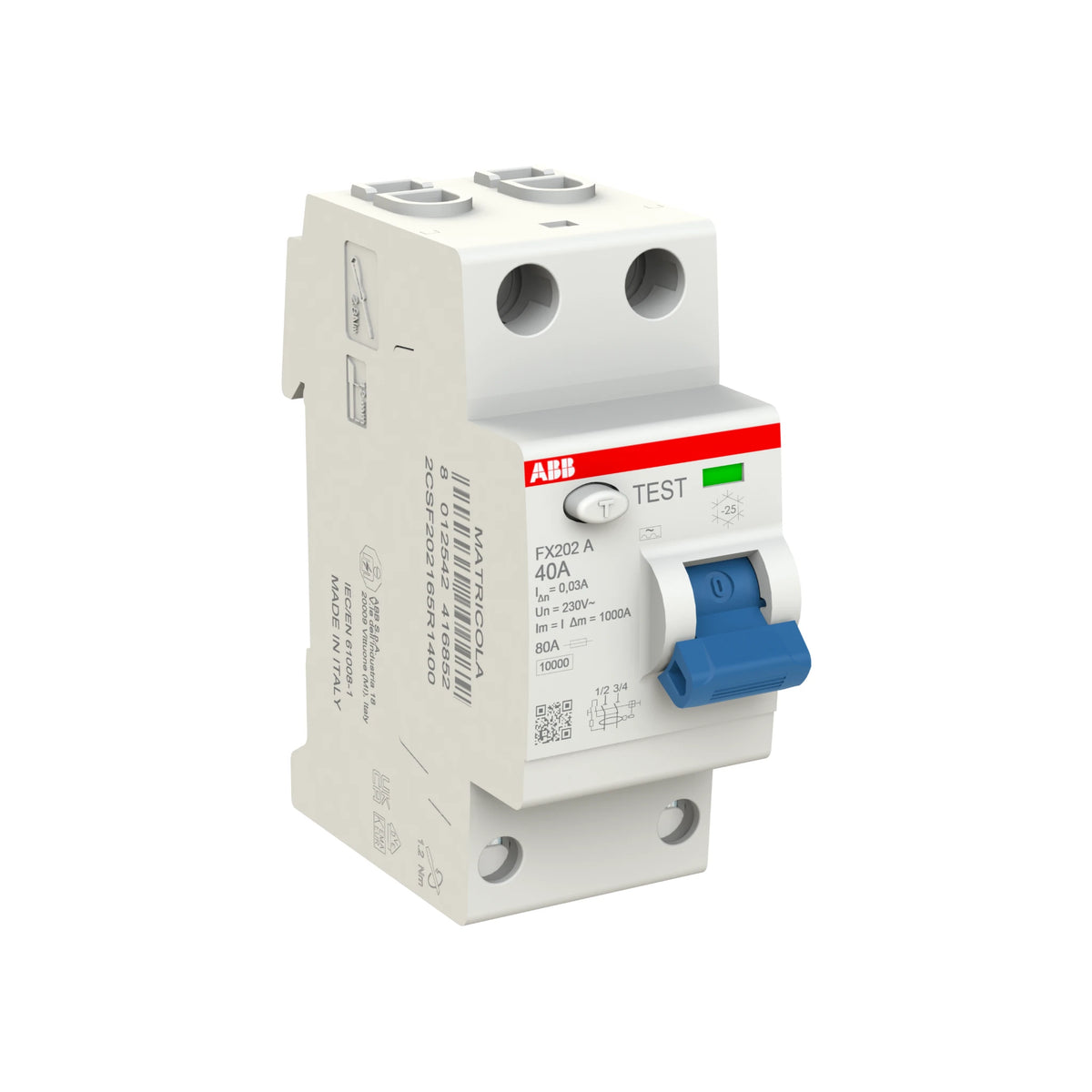 ABB FI-Schutzschalter FX200, 2-polig, 30mA, 40A, Typ A - FX202 A-40/0.03