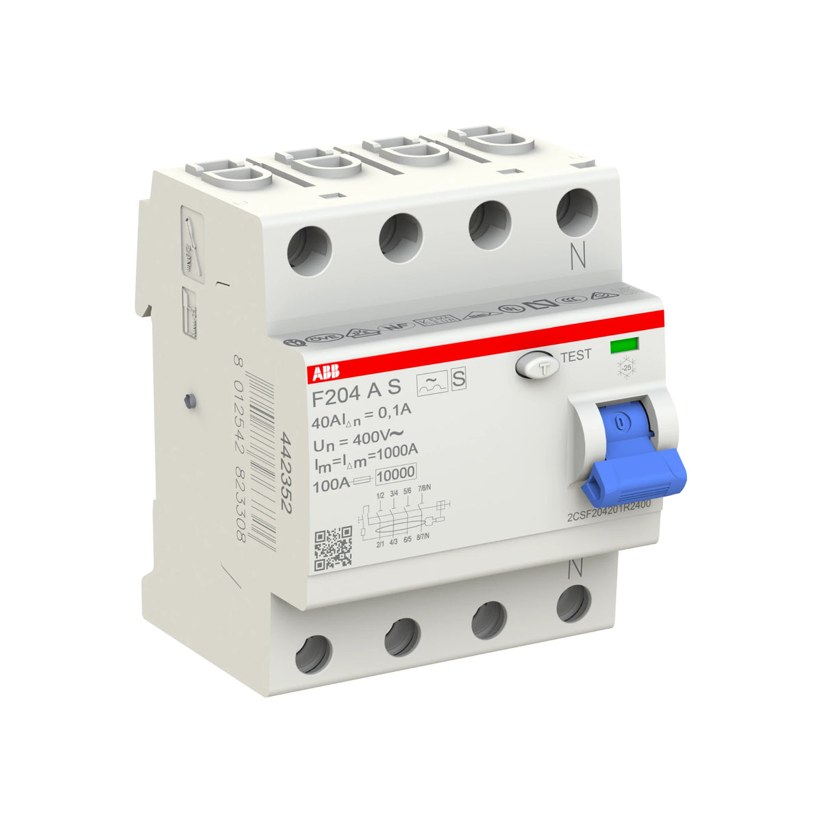 ABB FI-Schutzschalter F200, 4-polig, 100mA, 40A, Typ A - F204 A S-40/0.1
