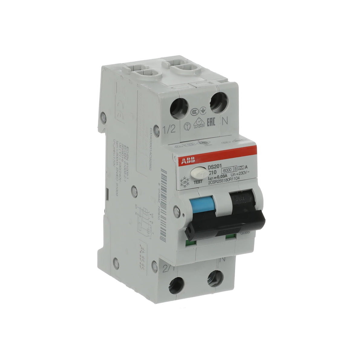 ABB FI-LS-Schalter DS201, 1+N, 30mA, 10A, C, Typ A - DS201 C10 A30