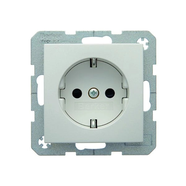 Berker S.1/B.3/B.7 Schuko Steckdose, erh. Berührungsschutz, Schraubliftklemmen, polarweiß matt