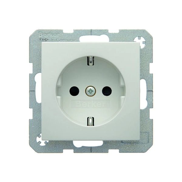 Berker S.1/B.3/B.7 Schuko Steckdose, erh. Berührungsschutz, Schraubliftklemmen, polarweiß glänzend