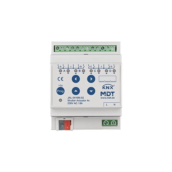 MDT KNX 4-channel blind actuator with automatic travel time measurement, DIN rail mount
