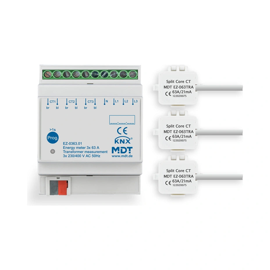 MDT KNX Energiezähler 3-fach mit Wandlermessung 63 A REG