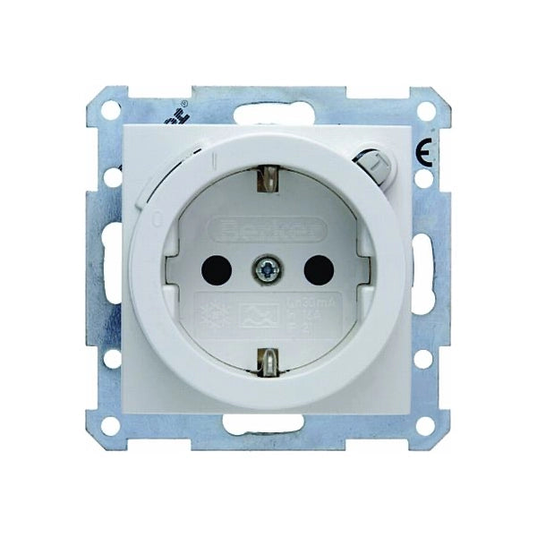 Berker S.1/B.3/B.7 Schuko Steckdose mit FI-Schutzschalter, polarweiß glänzend
