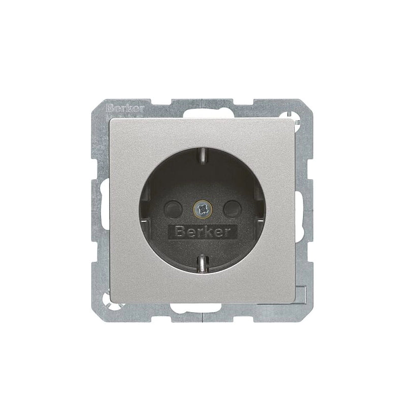 Berker Q.1/Q.3/Q.7 Schuko Steckdose, erh. Berührungsschutz, alu samt