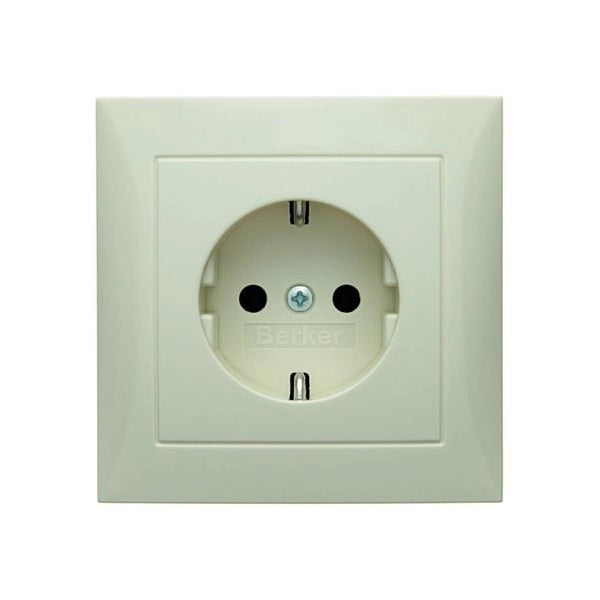 Berker S.1 Schuko Steckdose, mit Rahmen, weiß glänzend