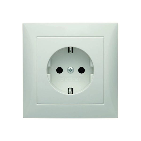 Berker S.1 Schuko Steckdose, mit Rahmen, polarweiß glänzend