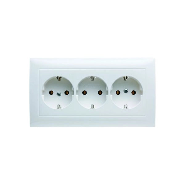 Berker S.1 Schuko Steckdose 3-fach, mit Rahmen, polarweiß matt