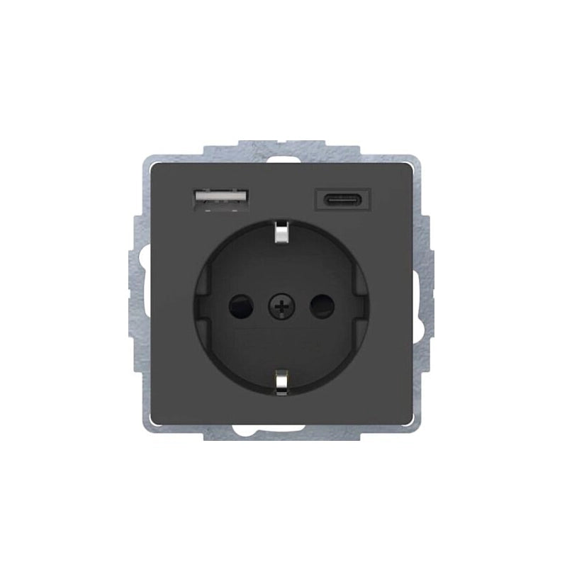 Berker Q.1/Q.3/Q.7 Schuko Steckdose, 2fach USB Ladeport, Buchsen Typ A-C, 3A, erh. Berührungsschutz, schwarz samt