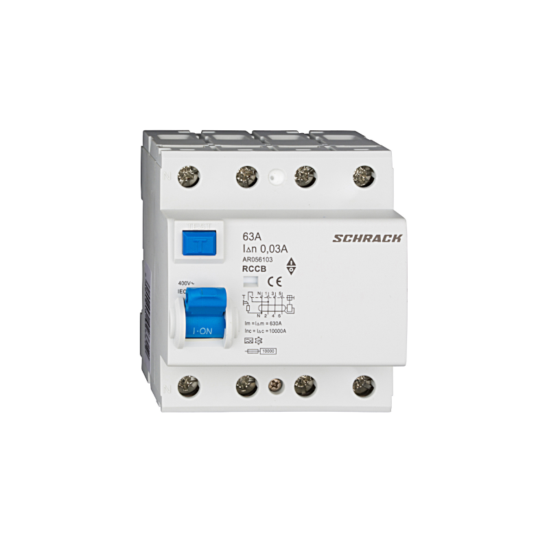 Schrack FI-Schutzschalter, AMPARO, 63A, 4-polig, 30mA, Typ A AR056103—