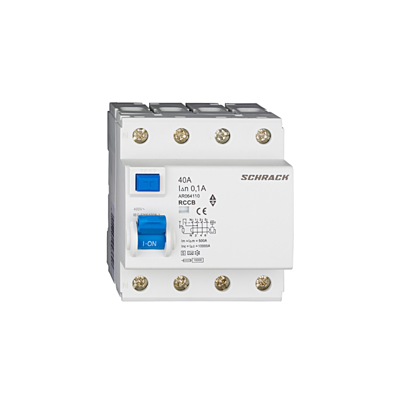 Schrack FI-Schutzschalter, AMPARO, 40A, 4-polig, 100mA, S/A AR064110—
