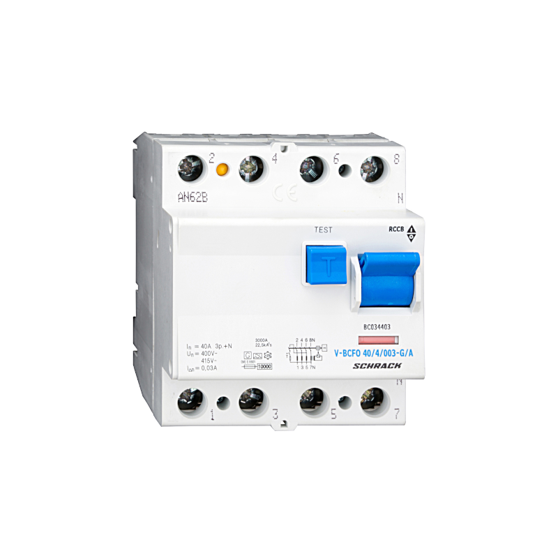 Schrack FI-Schutzschalter, 40A, 4-polig, 30mA, vsf., Bauart G, Typ A BC034403—