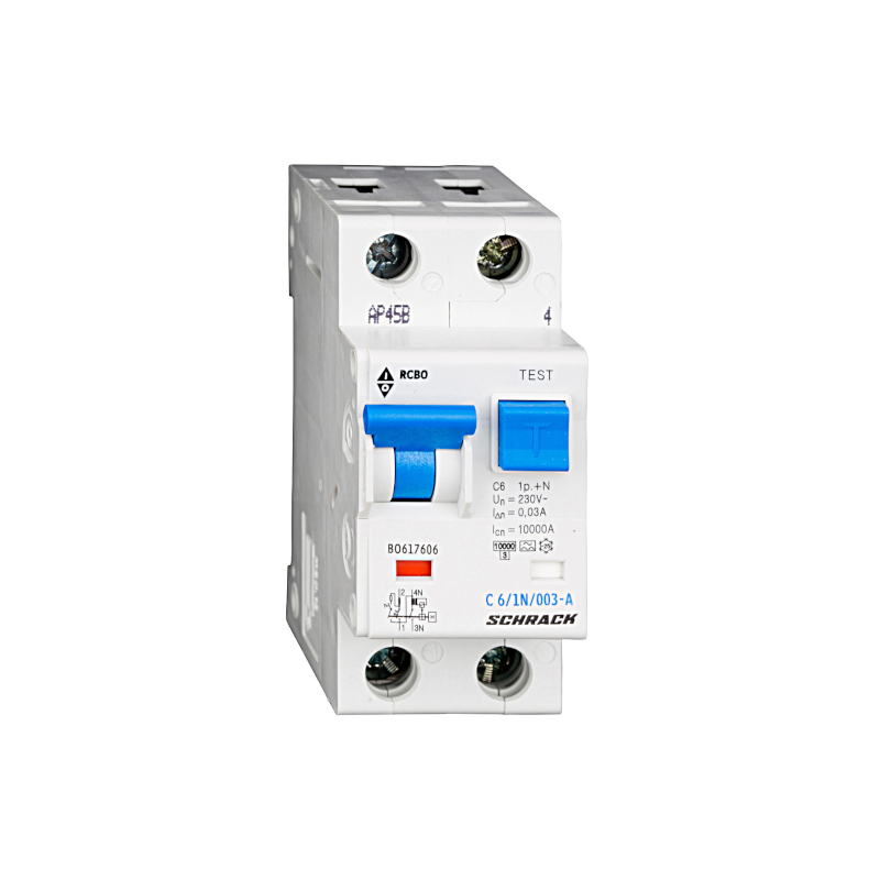 Schrack LS-FI-Schalter, Kennlinie C, 6A, 30mA, 1+N, Typ A (BO617606--)