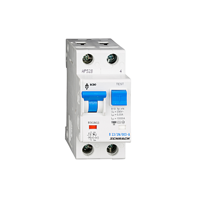 Schrack LS-FI-Schalter, Kennlinie B, 13A, 30mA, 1+N, Typ A (BO618613--)