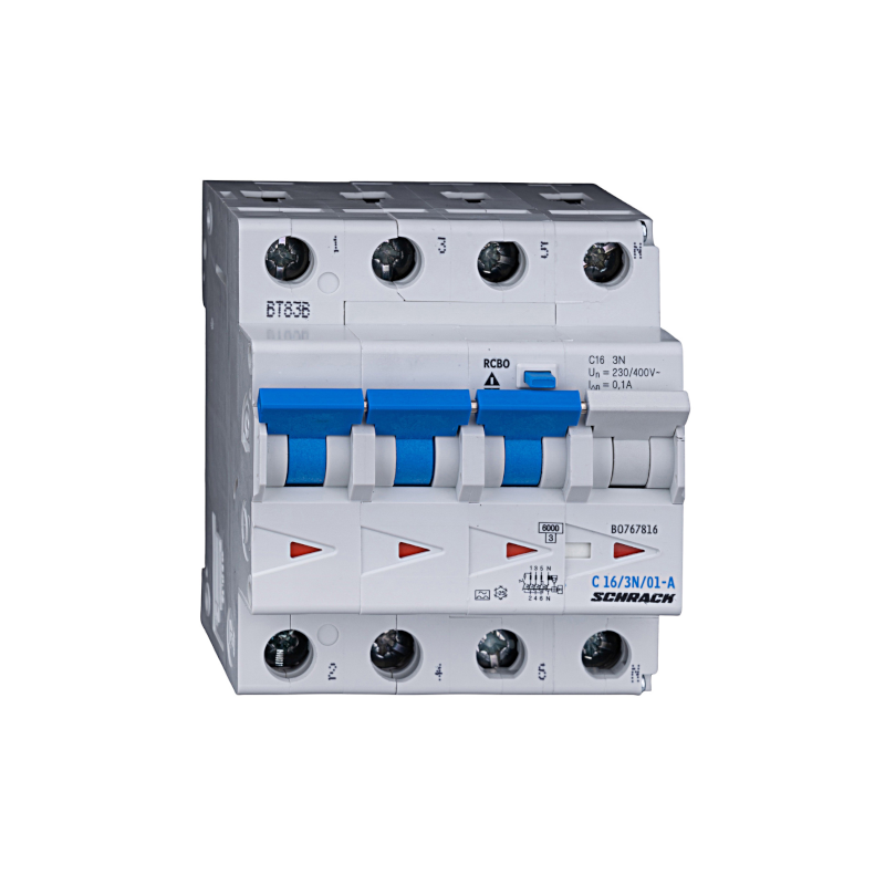 Schrack LS-FI-Schalter, Kennlinie C, 16A, 6kA, 100mA, 3+N, Typ A (BO767816--)