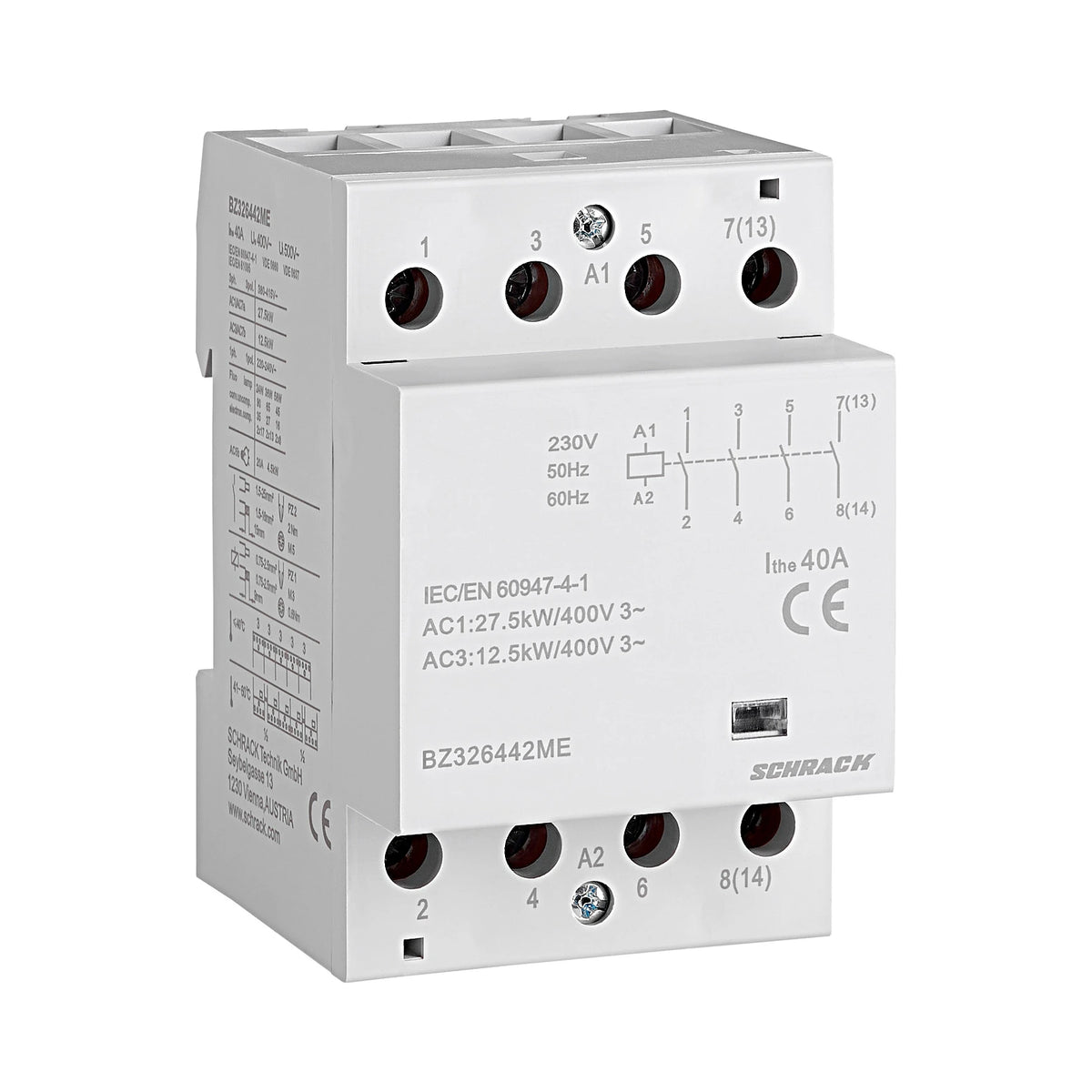 Schrack Installationsschütz, AMPARO, 40A, 4S, 230V AC, 3TE (BZ326442ME)