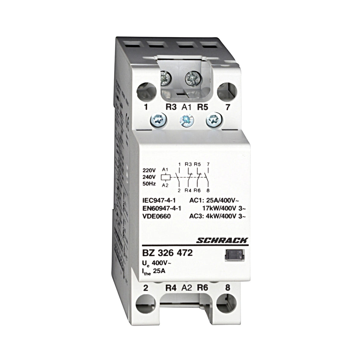 Schrack Installationsschütz, 25A, 2S+2Ö, 230V AC, 2TE (BZ326472--)