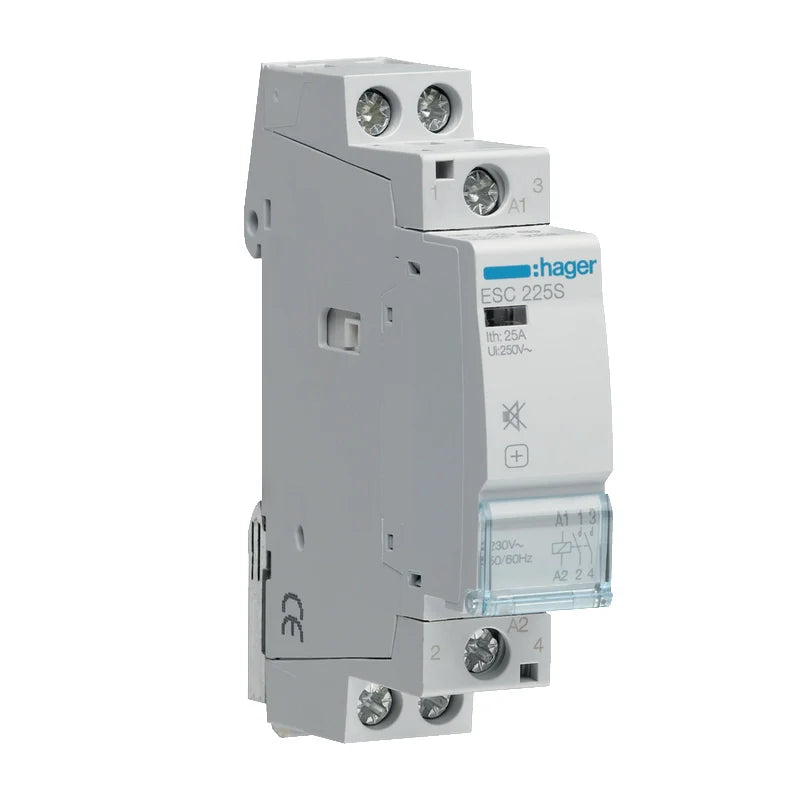 Hager Installationsschütz für Reiheneinbau 25A 2S 230V, brummfrei - ESC225S