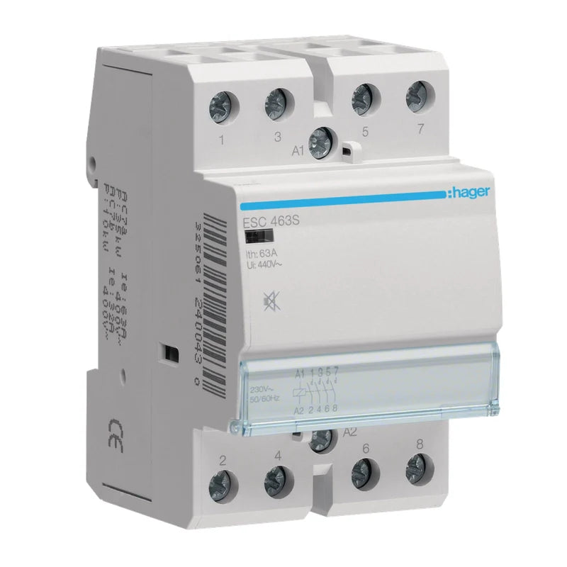 Hager Installationsschütz für Reiheneinbau 63A 4S 230V, brummfrei - ESC463S