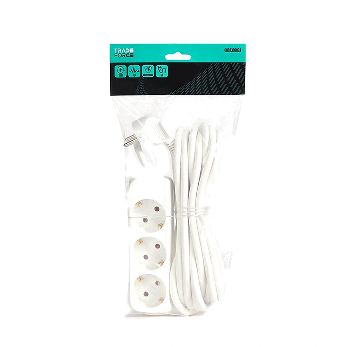 Tradeforce Steckdosenleiste 3-fach, 5m, weiß