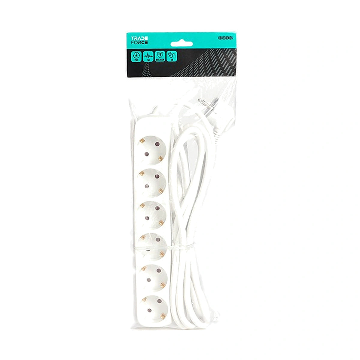 Tradeforce Steckdosenleiste 6-fach, 3m, weiß