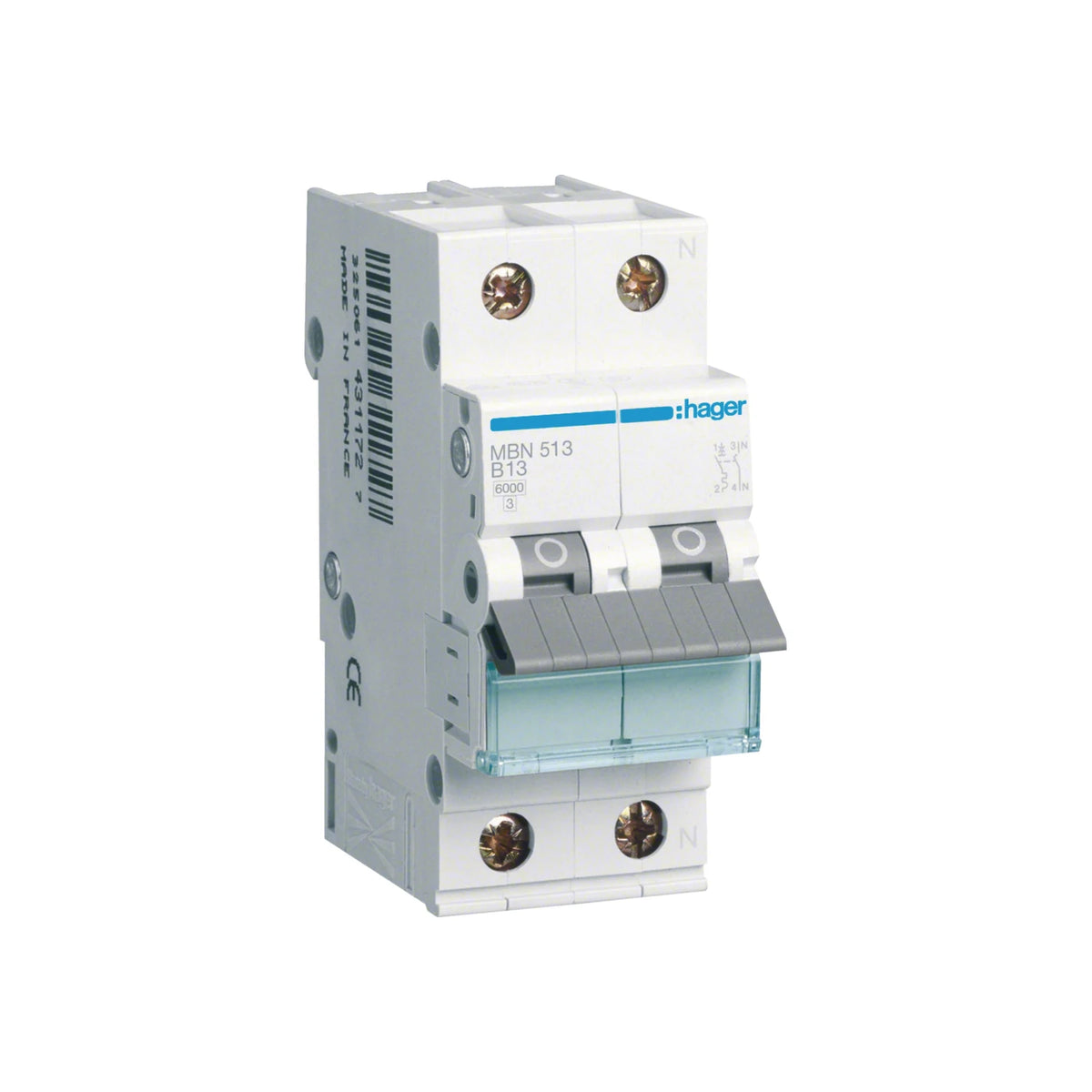 Hager Leitungsschutzschalter, Kennlinie B, 1+N, 13A - MBN513