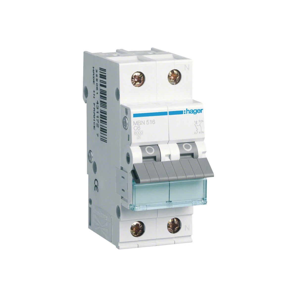 Hager Leitungsschutzschalter, Kennlinie B, 1+N, 16A - MBN516
