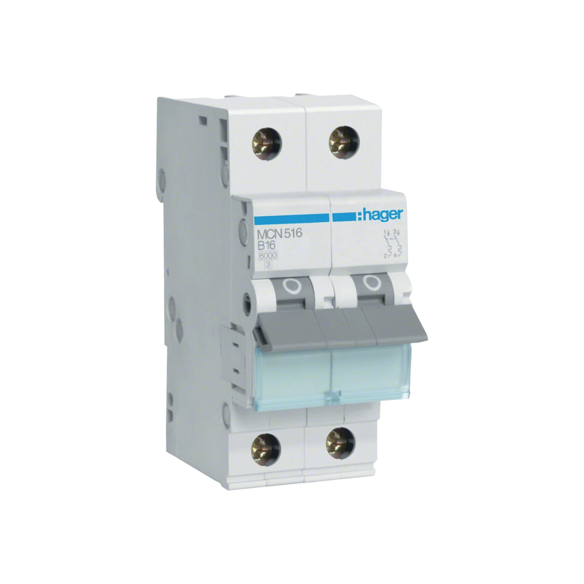 Hager miniature circuit breaker, characteristic curve C, 1+N, 16A - MCN516