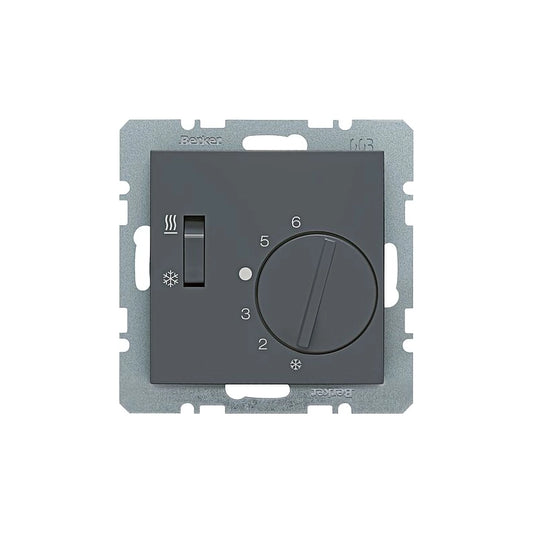 Berker S.1/B.3/B.7 Temperaturregler Wechsler mit Schalter Heizen/Kühlen, anthrazit matt