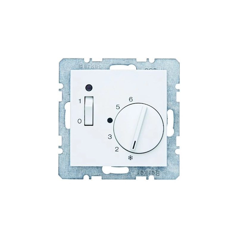 Berker S.1/B.3/B.7 Temperaturregler, Öffner, mit Zentralstück und Wippenschalter, polarweiß matt