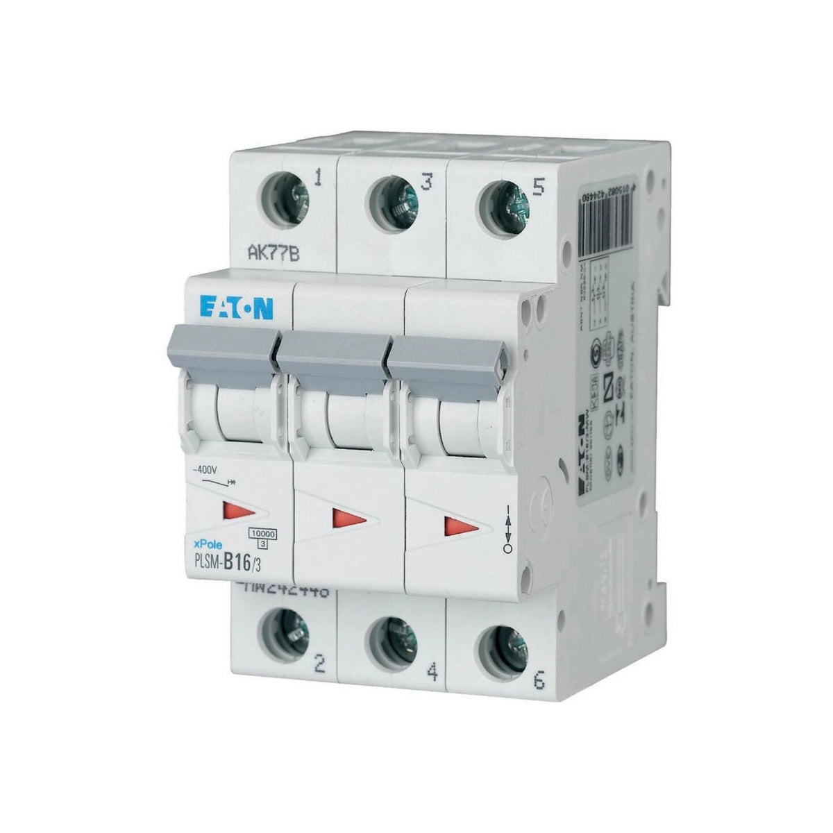 Eaton Leitungsschutzschalter, Kennlinie B, 3-polig, 16A - PLSM-B16/3-MW (242448)
