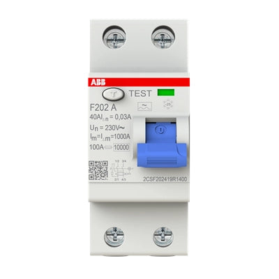 ABB FI-Schutzschalter F200, 2-polig, 30mA, 40A, Typ A/G - F202 A-40/0.03 G