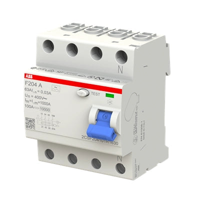 ABB FI-Schutzschalter F200, 4-polig, 30mA, 63A, Typ A - F204 A-63/0.03