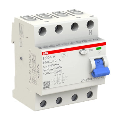 ABB FI-Schutzschalter F200, 4-polig, 100mA, 63A, Typ A - F204 A-63/0.1