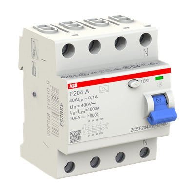 ABB FI-Schutzschalter F200, 4-polig, 100mA, 40A, Typ A/G - F204 A-40/0.1 G