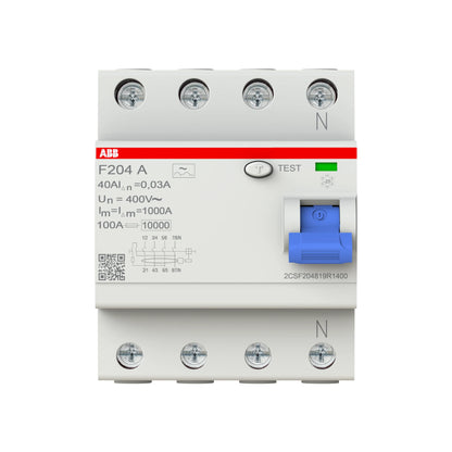 ABB FI-Schutzschalter F200, 4-polig, 30mA, 40A, Typ A/G - F204 A-40/0.03 TG