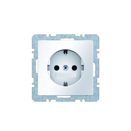 Berker Q.1/Q.3/Q.7 Schuko Steckdose, Schraubliftklemmen, erh. Berührungsschutz, polarweiß samt