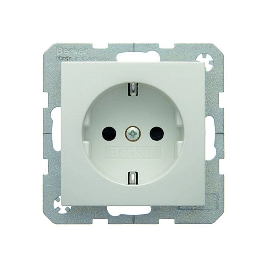 Berker S.1/B.3/B.7 Schuko Steckdose, erh. Berührungsschutz, Schraubliftklemmen, polarweiß glänzend