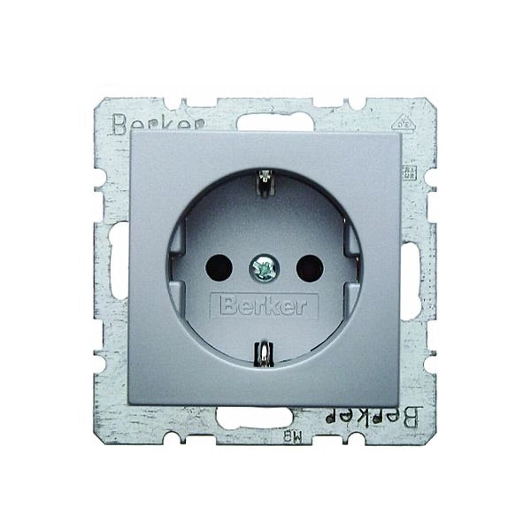 Berker S.1/B.3/B.7 Schuko Steckdose, Schraubliftklemmen, alu matt